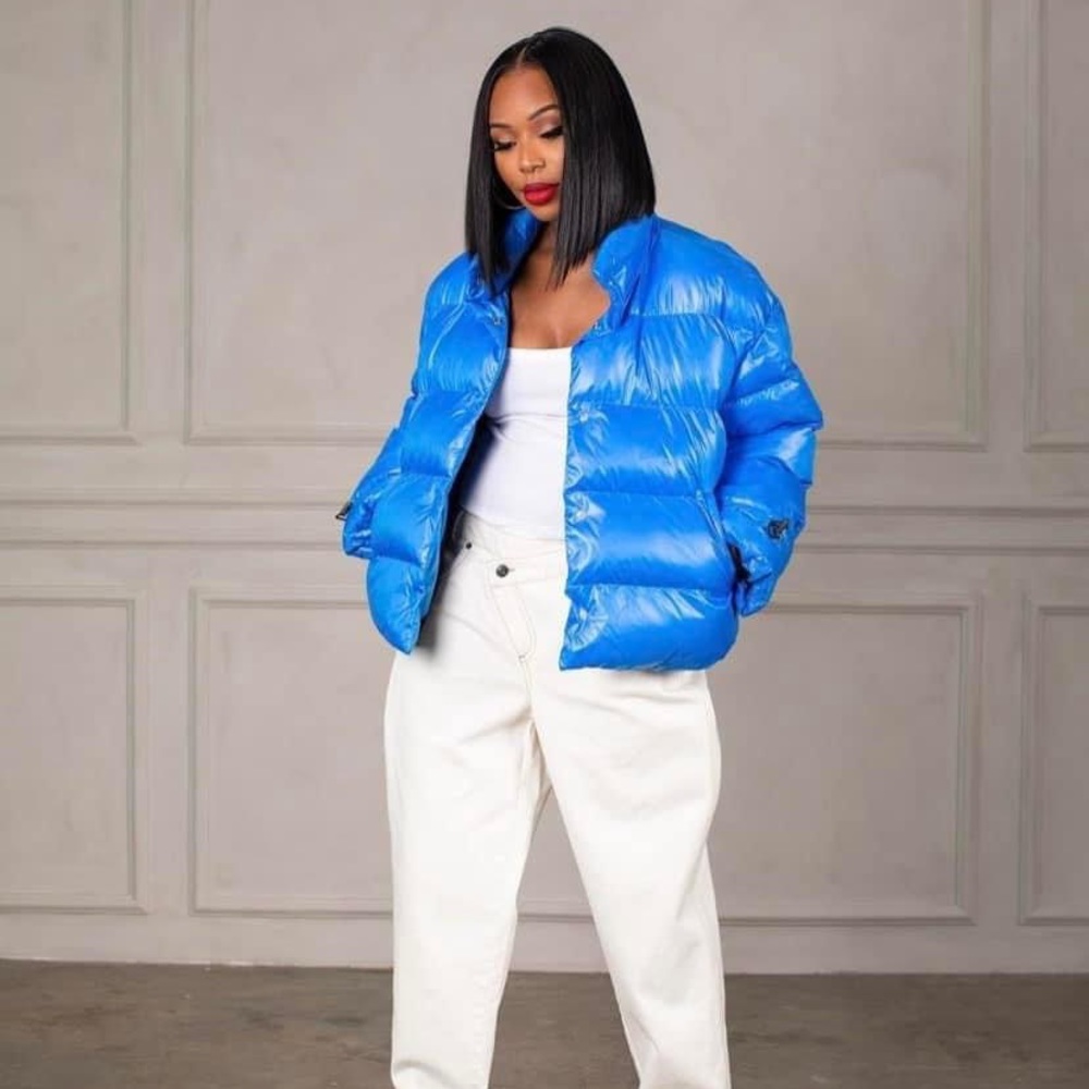 [Kahlana Barfield Brown] puffer  crop coat NWOT